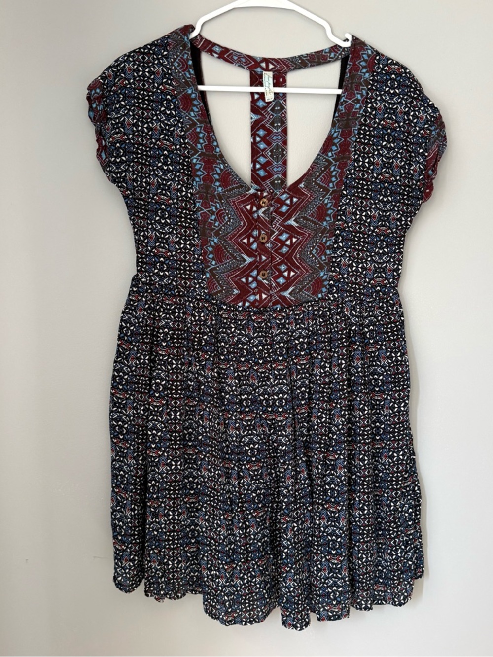 Free People Sundown Babydoll Mini Dress Oversized Lined T-Back - Picture 4 of 9